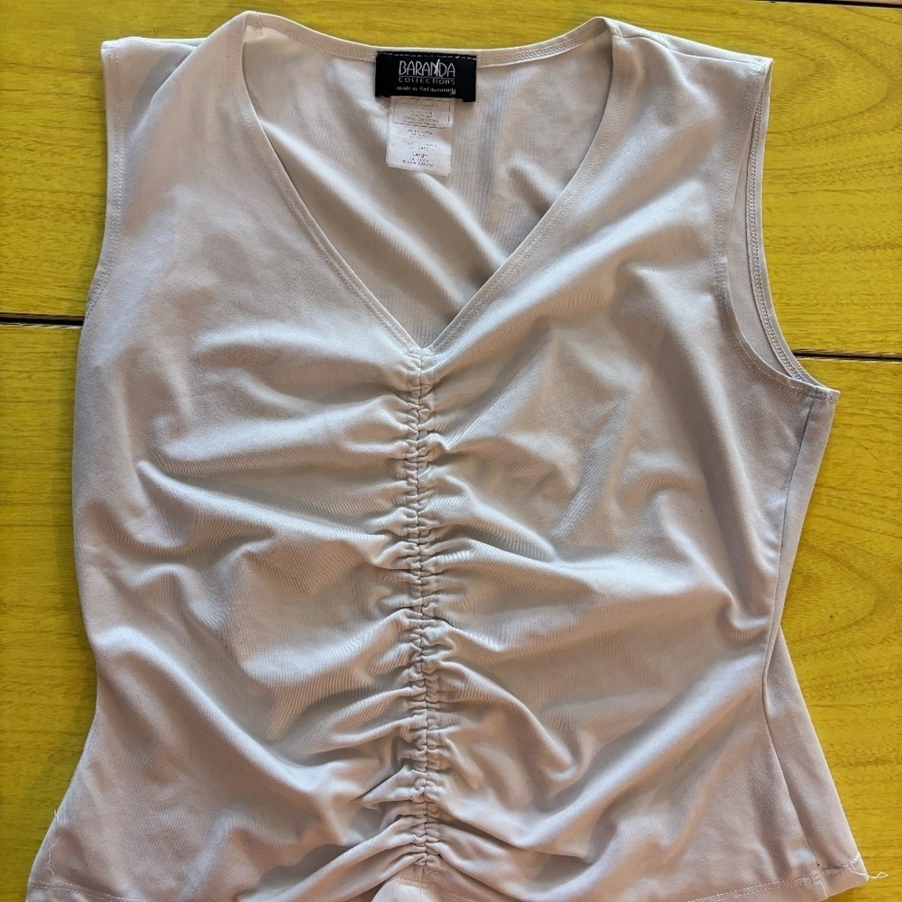 vintage white cream ruched tank top